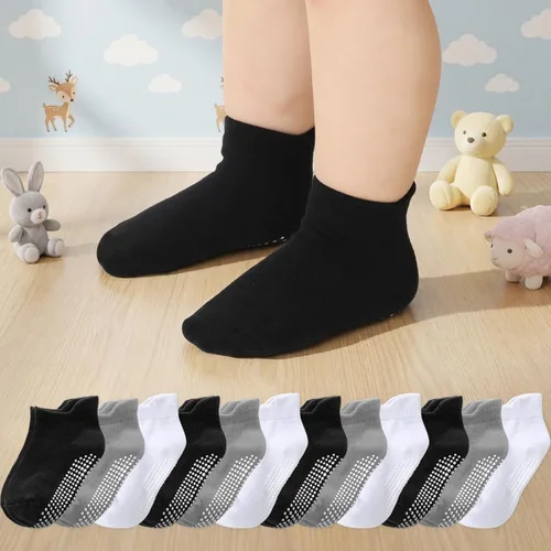 Vista 39 de Calcetines tobilleros antideslizantes para bebé, paquete de 12 para niños y niñas, calcetines de algodón para bebés Animal1