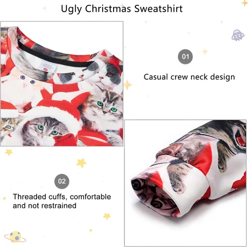 Vista 5 de Leapparel - Sudadera de manga larga para hombre y mujer, diseño de Navidad