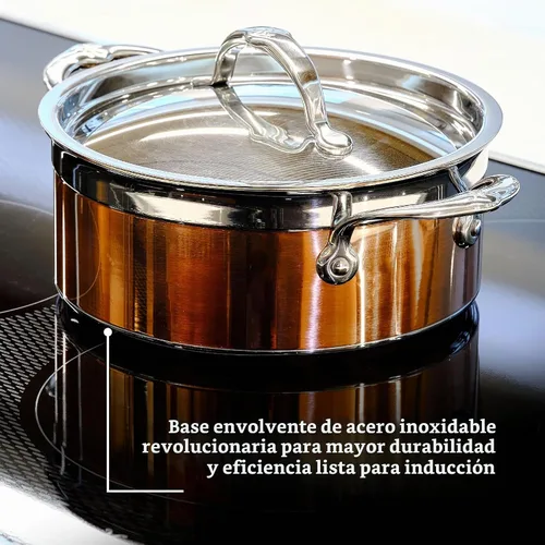 Vista 6 de Hestan - Colección CopperBond - Olla de sopa de cobre 100% puro, compatible con placa de inducción, 3 cuartos de galón