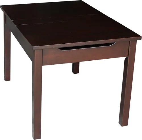 Vista 4 de IC International Concepts Mesa juvenil con tapa elevable, almacenamiento oculto, construcción de madera duradera, ideal para salas