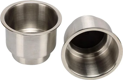 Vista 3 de Amarine Made Soporte para bebidas de acero inoxidable con drenaje Marine Boat Rv Camper (paquete de 12)