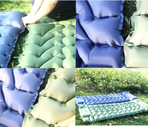 Vista 9 de Air Mattress for Camping Mattress with Pillow Built-in Foot Pump Airpad Green