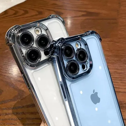 Vista 3 de Casechics Funda compatible con iPhone, protector de esquina galvanizado de cristal, transparente, suave, a prueba de golpes, color negro, iPhone 11