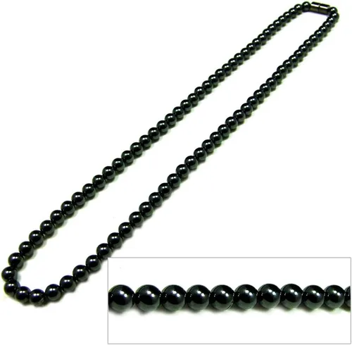 Vista 2 de Collar de cuentas redondas con hematita magnética y terapia curativa para hombre