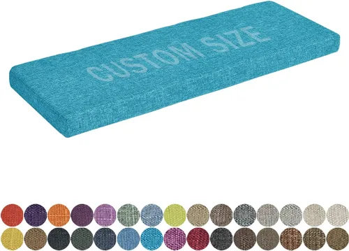 Vista 38 de Cojín de banco de tamaño personalizado, 30 colores, cojín de asiento de ventana panorámica, espuma gruesa de tapicería de 1.18 pulgadas, 1.97