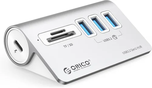 Vista 9 de ORICO Concentrador USB 3.2 Gen2 de 4 puertos, concentrador USB 3.2 de escritorio con 2 USB-A, 2 USB-C, puerto de fuente de alimentación de 5 V 3 A