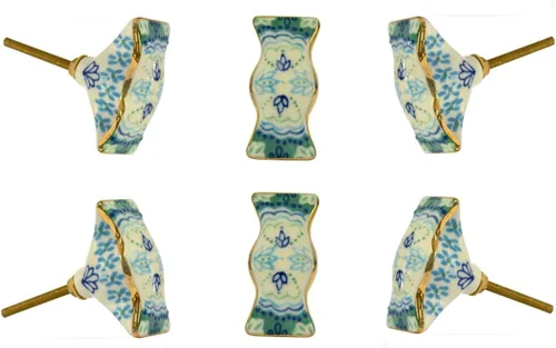 Vista 3 de TRINCA-FERRO Juego de 6 pomos de puerta interiores/exteriores para cajón, cajones de aparador, pomos decorativos de cerámica modernos para cocina