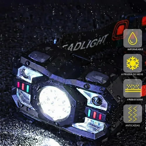 Vista 5 de KunHe Paquete de 10 faros delanteros LED recargables con sensor de movimiento, 10 modos para equipo de campamento al aire libre, senderismo, pesca