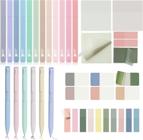 Vista 8 de DazSpirit 12 resaltadores de gel bíblico brillantes que no se corren y 5 bolígrafos con 90 pestañas laminadas de la Biblia, kit de diario bíblico