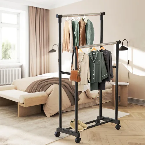 Vista 2 de Simple Houseware - Perchero portátil de ropa con doble varilla