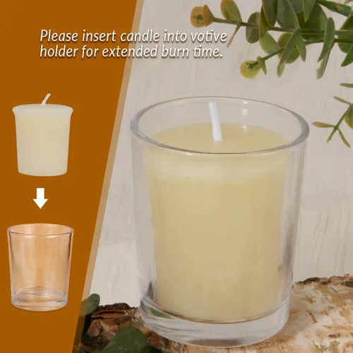 Vista 3 de 4 velas votivas de cera de abejas, blanco crema, quema de 12 horas, oración y conmemoración Tono crema suave, brillo de 12 horas, mejor en un
