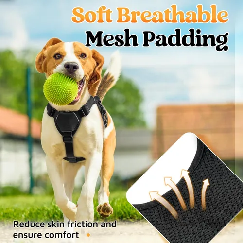 Vista 6 de rabbitgoo - Arnés para perros a prueba de fugas, arnés para mascotas acolchado y suave de cuerpo completo, arnés reflectante ajustable sin tirones