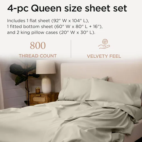 Vista 55 de Threadmill Sábanas para Cama Individual – 800 Número de Hilos Jacquard Celine Gris Oscuro, 100% Algodón Natural Juego de Cama de 3 Piezas a Rayas