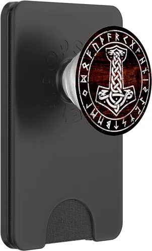 Vista 7 de Mjolnir Thor Hammer Viking Norse Mythology - PopSockets - Soporte para teléfonos y tabletas, Negro