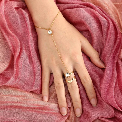 Vista 5 de 6 unidades de cadena de anillo de pulsera de dedo vinculado y anillo adjunto arnés de mano ajustable para mujeres y niñas