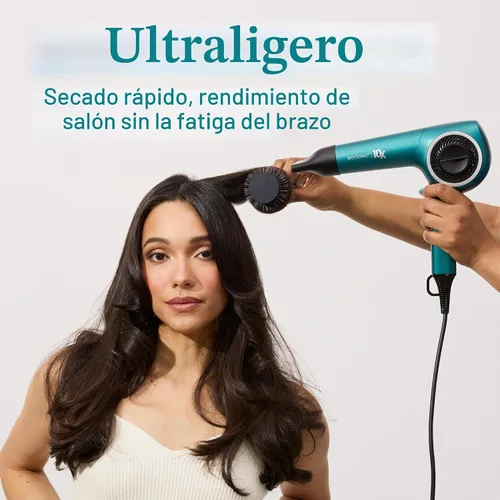Vista 4 de Bio Ionic Secador de pelo de velocidad ultraligera 10X, secador de pelo con calor y velocidad ajustables, función de memoria, herramienta Teal Tides