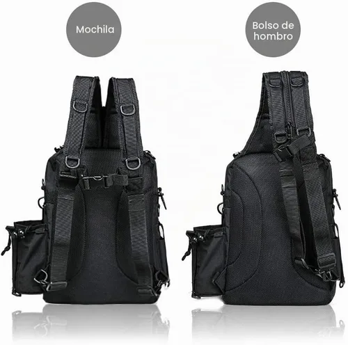Vista 4 de Blisswill - Bolsa de almacenamiento para equipo de pesca al aire libre - Mochila de pesca grande resistente al agua G: negro y gris
