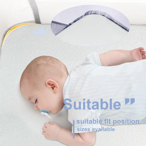 Vista 6 de Almohadilla de colchón para moisés de bebé NeoBorn, de 61 cm x 52.8 cm, colchón de espuma de memoria con gel de confort de doble cara con funda