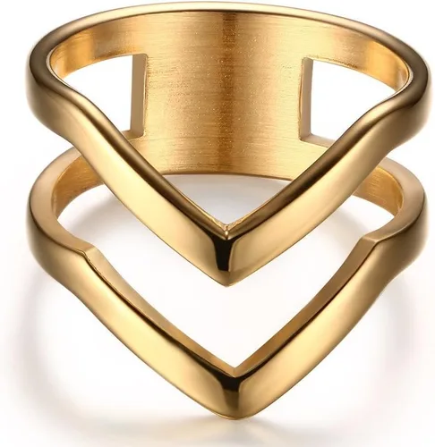 Vista 6 de VNOX Chevron Thumb Rings for Women - 18k Gold Plated Womens Stainless Steel Ring Stackable Double Wave Boho Middle Finger Ring Band Size 6-9