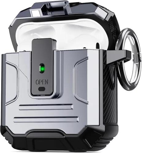 Vista 22 de DASFOND - Funda de armadura para AirPods de 2ª y 1ª generación, carcasa de cuerpo completo de grado militar a prueba de golpes, soporte de carga