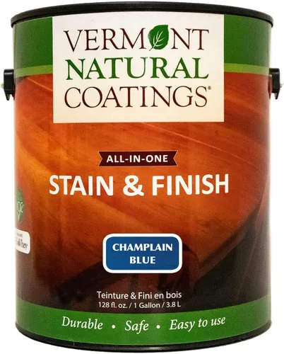 Vista 21 de Vermont Natural Coatings PolyWhey Stain & Finish - Champlain Blue - Cuarto de galón