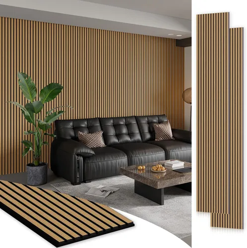 Vista 23 de Smartstandard Panel de Pared de Listones de Madera de Muestra, Paneles de Pared de Madera Insonorizados, Paneles de Madera Acústicos para Pared