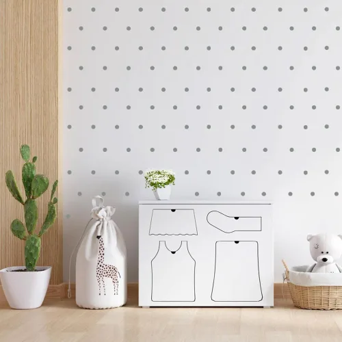 Vista 3 de Adhesivos de lunares plateados para pared, 1 pulgada, 240 unidades (plata mate)
