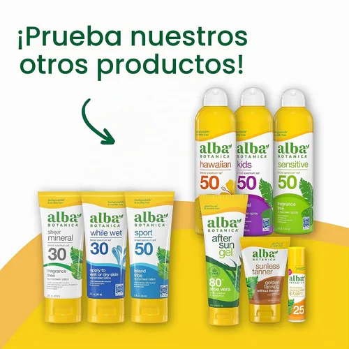 Vista 6 de Alba Botanica - Aerosol de protector solar para cara y cuerpo, protector solar de amplio espectro SPF 15, coco hawaiano, resistente al agua