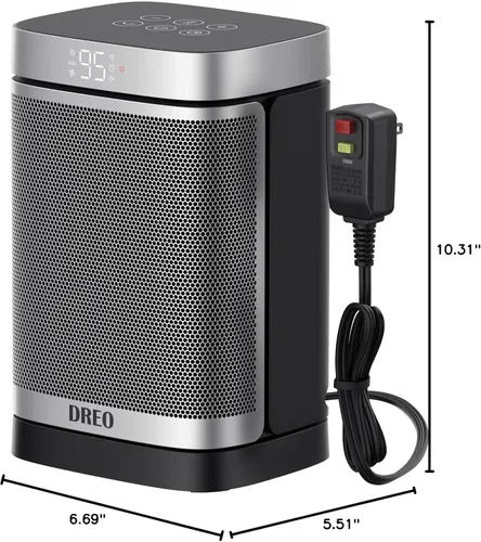 Vista 10 de DREO Calentador de espacio para baño e interior, calentador portátil, calentador de cerámica PTC, seguro y silencioso de 1500 W, termostato digital