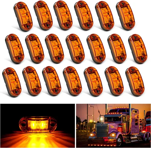 Vista 24 de Nilight Luz de Marcador Lateral Ovalada de 2.5 Pulgadas 10PCS Ámbar 2 Diodos LED Luces de Guardabarros y Separación de Remolque Impermeables