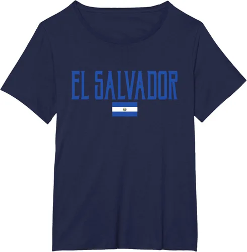 Vista 17 de Camiseta de texto azul con bandera de El Salvador, Negro, S