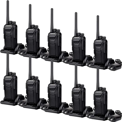 Vista 17 de Retevis Walkie Talkies RT27, radio bidireccional con micrófono de altavoz de hombro, radios de 2 vías de largo alcance, base de carga USB, alarma