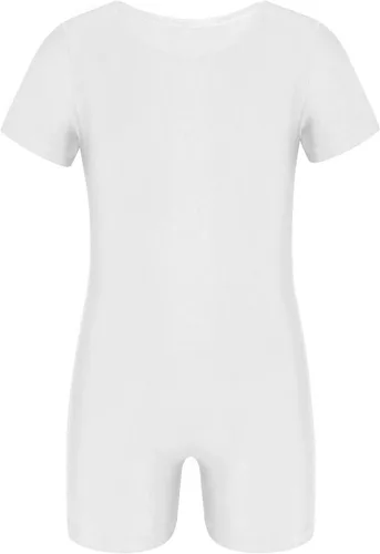 Vista 8 de Leotardo de ballet de manga corta para niños y niñas, pantalones cortos de gimnasia Negro