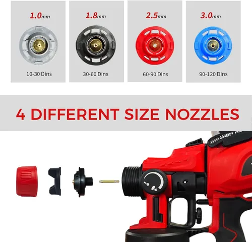 Vista 4 de Pulverizador de pintura inalámbrico compatible con Makita de batería máxima de 18 V HVLP, pistola de pintura eléctrica con luz LED, pintor