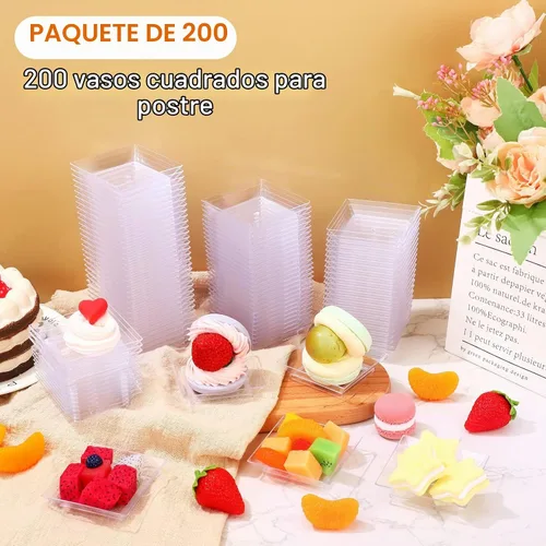 Vista 5 de 200 Piezas Platos Cuadrados Mini para Postre de 2.5 x 2.5 Pulgadas Platos Desechables para Aperitivos Pequeños Platos de Plástico Transparente