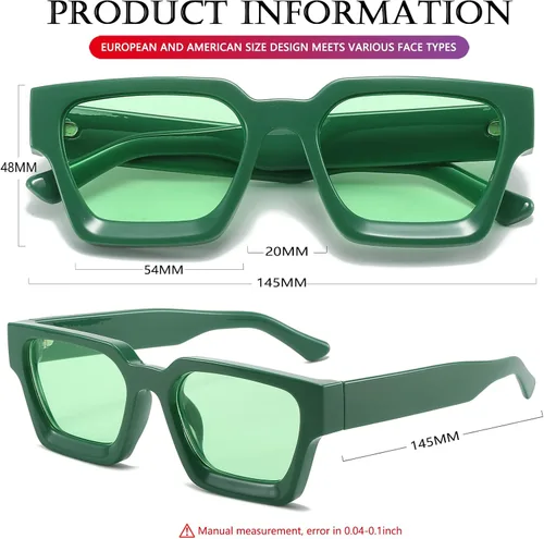 Vista 5 de AIEYEZO Gafas de sol cuadradas para mujeres y hombres, gafas de sol cuadradas con montura gruesa, estilo de diseñador simple