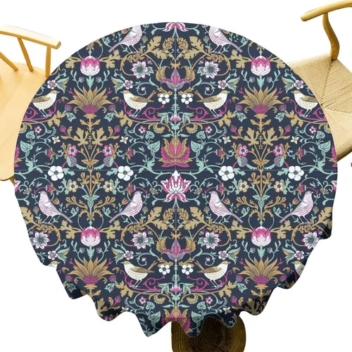 Vista 5 de Mantel Floral Retro de Pájaros, Diseño Original Bohemio William Morris Estampado Cubierta de Mesa para Hogar Picnic Fiesta Comedor Cocina William