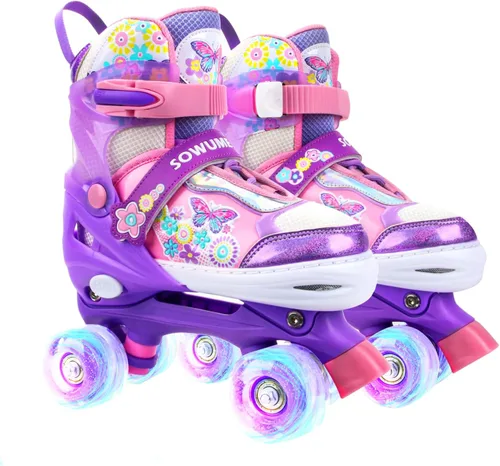 Vista 8 de Patines en línea ajustables para niñas y mujeres, todas las 8 ruedas de los patines de niña brillan, iluminación segura y divertida para niños
