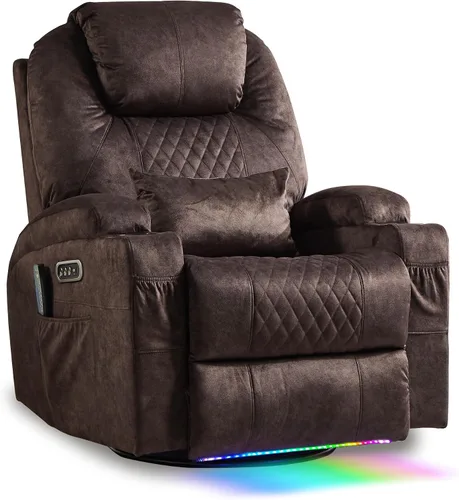 Vista 22 de AHMED Silla reclinable giratoria de doble motor, piel sintética, color Beige