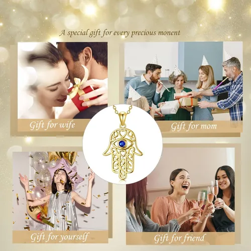 Vista 5 de Hamsa Hand of Fatima Pendant Necklace 925 Sterling Silver Hamsa Evil Eye Filigree Good Luck Amulet Necklaces Jewelry Gifts for Women Teens