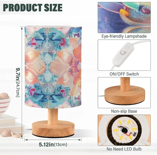 Vista 3 de Trendy Boho Colorful Flowers Bloom Bedside Lamp Kids Night Light for Nightstand Lamp for Desk Retro lámparas para mesa