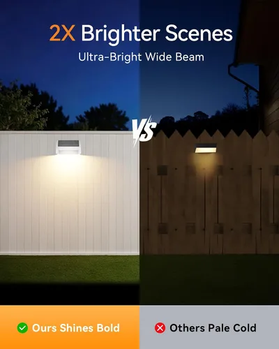 Vista 3 de Luces solares para valla al aire libre, paquete de 12 luces RGB Blanco