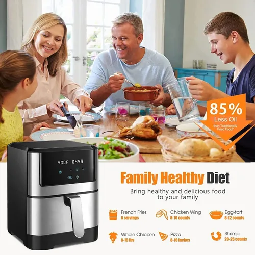 Vista 14 de Freidora de aire digital LED, horno tostador eléctrico con freidora de aire, freidora de aire multifunción, asar, asar, deshidratar y más