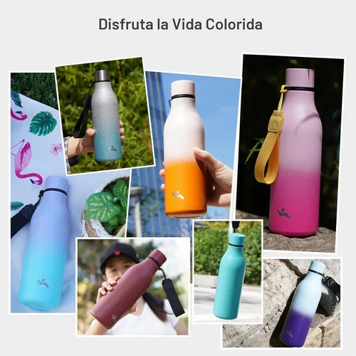 Vista 7 de Konokyo Botella de agua de metal de acero inoxidable aislada de 18 onzas Azul (candy blue)