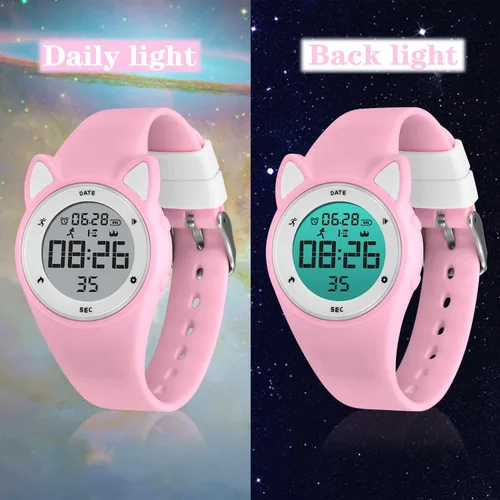 Vista 4 de Reloj deportivo digital para niñas y niños, monitor de actividad física con reloj despertador, cronómetro, relojes impermeables sin aplicación