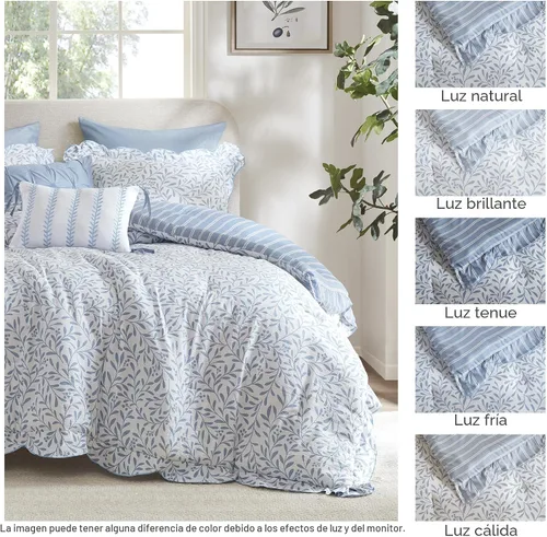 Vista 7 de Madison Park Juego de edredón floral azul Queen, juego de ropa de cama
