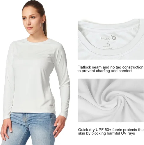 Vista 4 de BALEAF Camisas de manga larga para mujer, protección solar UPF50+, secado rápido, senderismo, pesca