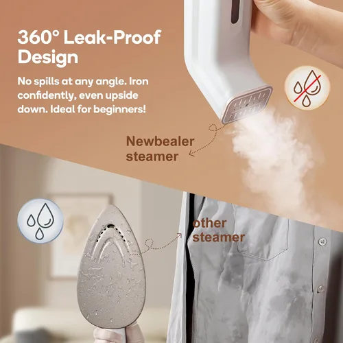 Vista 7 de Newbealer - Plancha de vapor 2 en 1, cerámica antiadherente, 5.7 fl oz, apagado automático, solo 120 V Beginner-Friendly, Heats in 25s, 360°