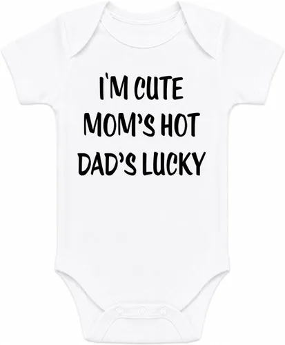 Vista 10 de CBTwear I'm Cute Mom's Hot Dad's Lucky Funny Baby Body Negro