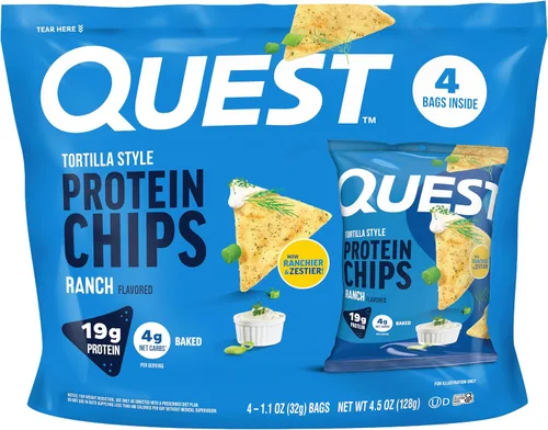 Vista 35 de Quest Nutrition Chips de proteína, barbacoa, 0.78 oz de proteína, 0.11 oz de carbohidratos netos, 130 cals, bolsa de 1.1 onzas, 1 unidad, alto